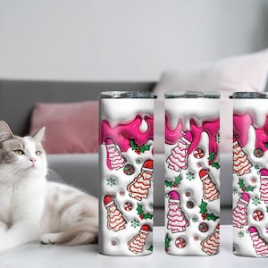 Christmas Cookie Skinny Tumbler, Christmas Tree 20oz Slim Tumbler, Skinny Tumbler Cup with Straw & Lid, Christmas Sublimated Skinny Tumbler
