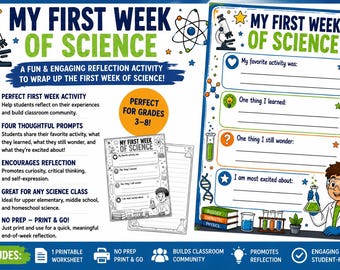 My First Week of Science Reflection Worksheet
