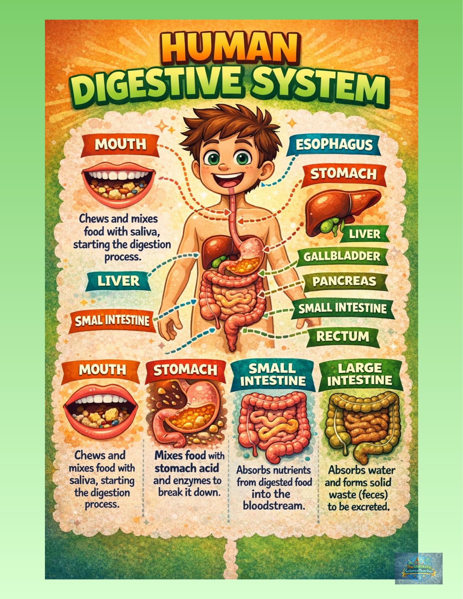 Digestive System Poster Example Human Digestive System Poster NGSS Aligned PDF Printable - Etsy