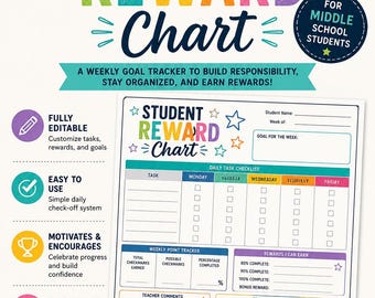 Student Reward Chart Printable | Weekly Behavior Tracker for Kids | Classroom Management Tool