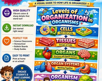 Levels of Organization in Organisms Poster | NGSS Aligned Science Anchor Chart
