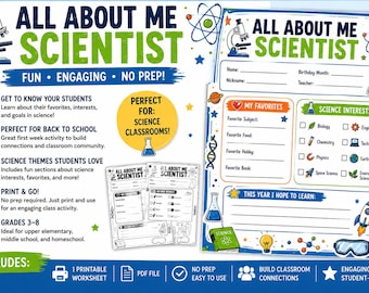 All About Me Scientist Worksheet | Back to School Science Activity | First Day of School