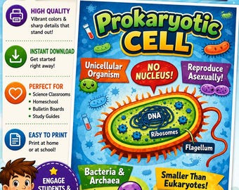 Prokaryotic Cell Poster | Middle School Science Classroom Decor |  Printable PDF