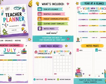Teacher Planner Printable PDF | Undated Teacher Planner | Weekly Lesson Planner
