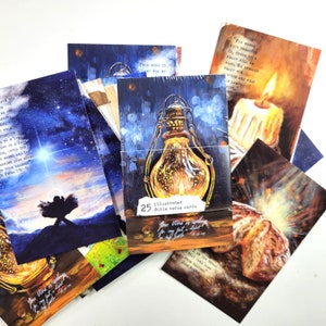 Beau - lot de 25 cartes illustrées de journalisme biblique avec versets de la Bible