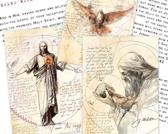 3 Prayer Card Set - Holy Spirit, Jesus and Simeon's Blessing