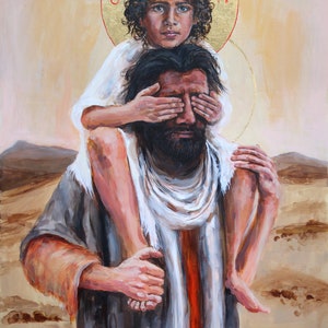 Confiança - Jesus e José - cartão de oração e gravuras