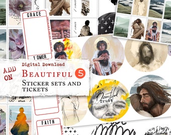 ADD ON Beautiful 5 TRUST - Journaling Post Stamps and Stickers - digital download
