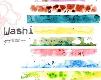 Washi Strips, watercolor designs - digital download for bible journaling, card making and craft