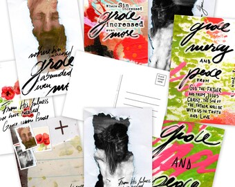 GRACE-LENT POSTCARDS- set of 8 postcards