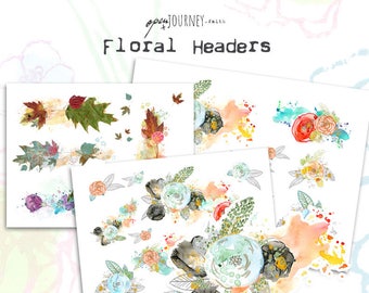 Floral Headers - digital download for bible journaling, card making and craft