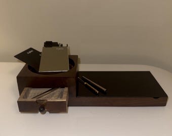 Handcrafted Wooden Desk Organizer – Accessory Storage Station with Drawer