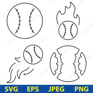 Baseball SVG, Baseball Silhouette Design, Baseball Clip Art, Baseball ball Fire, Flaming Baseball Design Files, Baseball Bundle Svg