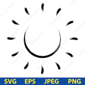 Sun Svg, Brush Stroke Sun Png, Minimalist Sun, Cartoon Sun, Sunrise Svg Bundle, Sunrise Clipart, Sun Cut Files, Sunburst Svg