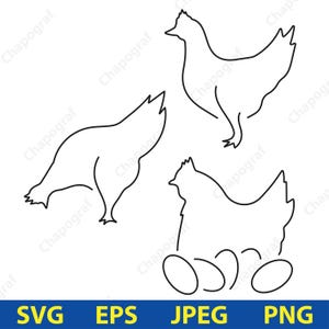Chicken Svg, Png Clipart, Digital Egg Designs, Svg File, Farm Animal Art, Hen Vector, Chicken Eps, Chicken silhouette, Illustration Set