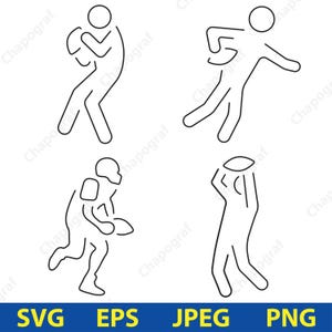 Rugby Vector Clipart, Rugby Svg, Rugby Svg Bundle, ballon de rugby Svg, joueurs de rugby SVG, Silhouette sport britannique, ballon de rugby