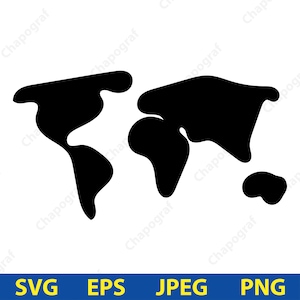 World Map SVG, World Map Png, World Map Vector, Earth Png, World map instant download, Continents Print Svg, World Map Silhouette