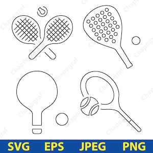 Tennis Vector Clipart Set – 4 Sport Illustrations svg eps jpeg png for Tennis Lover Gifts, T-Shirts & Cricut Projects