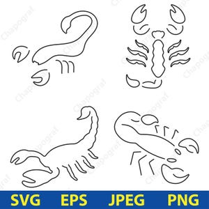Scorpion Svg, Png Clipart, Digital Mascot Designs, Svg File, Zodiac Sign Art, Tattoo Vector, Scorpion Eps, Cut Print, Illustration Set