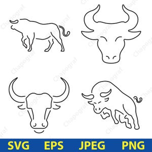 Stier SVG, Png Clipart, Stier Designs, SVG-Datei, Sternzeichen Kunst, starker Tiervektor, Stier Eps, Schnittdruck, Illustrationsset