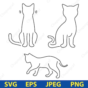 Hand Drawn Black Cat, Set Kitten Clipart, Kitten Svg, Cat Silhouette, Cat Face SVG, Kitty Svg, Pet Silhouette, Cat Cut Files