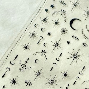 Metallic Silver Galaxy Nail Art Stickers | Stars, Moons & Cosmic Sparkles