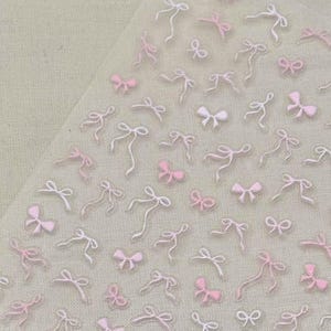 Pink & White Bow Tie Self-Adhesive Nail Art Sticker｜3D Effect Nail Decals for Manicures, Gel Nails, Press On Nails | DIY Nail Accessories
