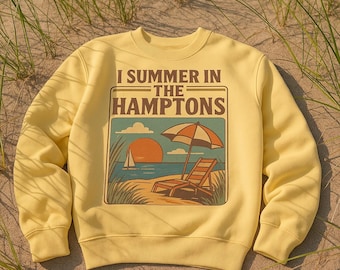 Hamptons Vintage-Inspired Sweatshirt | I Summer in the Hamptons Pullover | Retro Summer Beach Crewneck | Hamptons Preppy Luxury Gift
