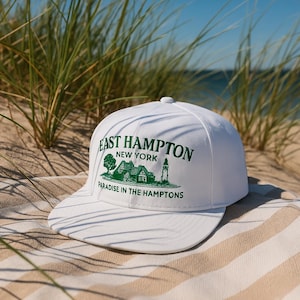 East Hampton Snapback Hat | Hamptons Summer Cap | Embroidered Luxury Baseball Hat | Old Money Aesthetic | Streetwear-Inspired