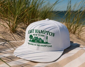 East Hampton Snapback Hat | Hamptons Summer Cap | Embroidered Luxury Baseball Hat | Old Money Aesthetic | Streetwear-Inspired