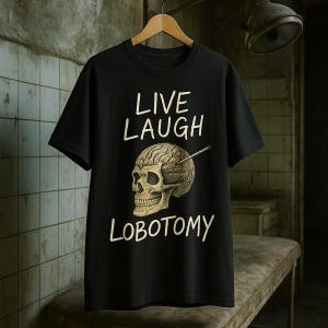 Live Laugh Lobotomy Shirt | Dark Humor Skull Tee | Weird Medical Vintage Graphic | Edgy Unisex T-Shirt Gift | Meme Satire T-Shirt