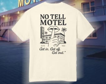 No Tell T-Shirt, lustiges Retro Grafik T-Shirt, Vintage Cottage Schild Shirt, Neuheit Hotel T-Shirt, Unisex Erben-Werbe-Shirt