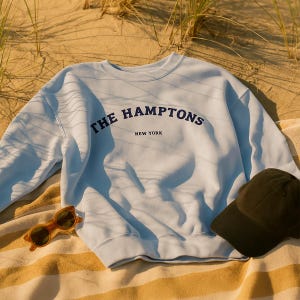 The Hamptons Sweatshirt | Coastal Luxury Crewneck | Summer Gift Idea | Preppy Beachwear | East Coast Pullover | Oversized Hamptons Style
