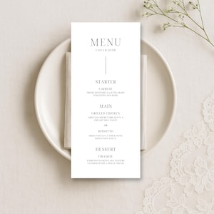 Modern Wedding Menu Template: Editable Canva Menu Card (Digital Download
