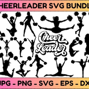 Cheerleader Svg Bundle, Cheerleader Clipart, Cheerleading Svg, Cheerleader Cut Files for Cricut, Cheerleader Silhouette, Cheer Svg,Png,Dxf