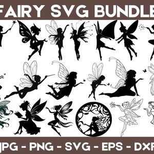 Fairy Silhouette Bundle SVG,Fairy Clipart,Fairy cut files for Cricut,Fairy Vector,Fairy Silhouette Bundle,Fairies Svg,Digital Download