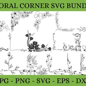 Corner svg bundle, Flower corner svg, Corner border svg, Wedding border svg. Decorative elements svg, Corner pattern border frames svg