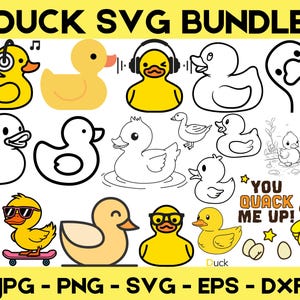 Rubber Duck SVG Bundle, Cute Baby Duck Svg, Rubber Duck Clipart, Duck Vector, Bath Duck Silhouette, Duck Cut File, Rubber Duck Png