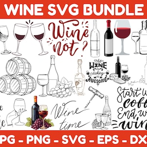 Wine SVG Bundle - Wine PNG Bundle - Wine Clipart - Wine SVG Cut Files for Cricut - Wine Glass Svg Png - Wine Drinking Svg Png - Vineyard Svg