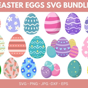 Easter Egg Bundle SVG Files | Easter 2025 Cut Files | Easter Egg Silhouette Vector Files | Happy Easter Vector | Cute Easter Egg Clip Art