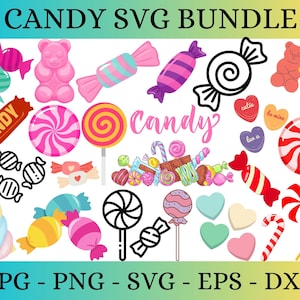 Candy SVG Bundle, Candy Clipart, Candy cricut, Candy Cutting file, Candy Silhouette, Lollipop svg, Sweet sugar, Candy Png, digital download