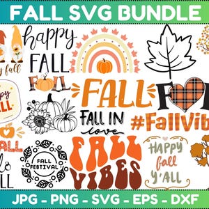 Fall SVG Bundle, Fall Svg, Autumn Svg, Thanksgiving Svg, Fall Svg Designs, Fall Svg Sign, Autumn Bundle Svg, Cut Files, Cricut, Png, Svg