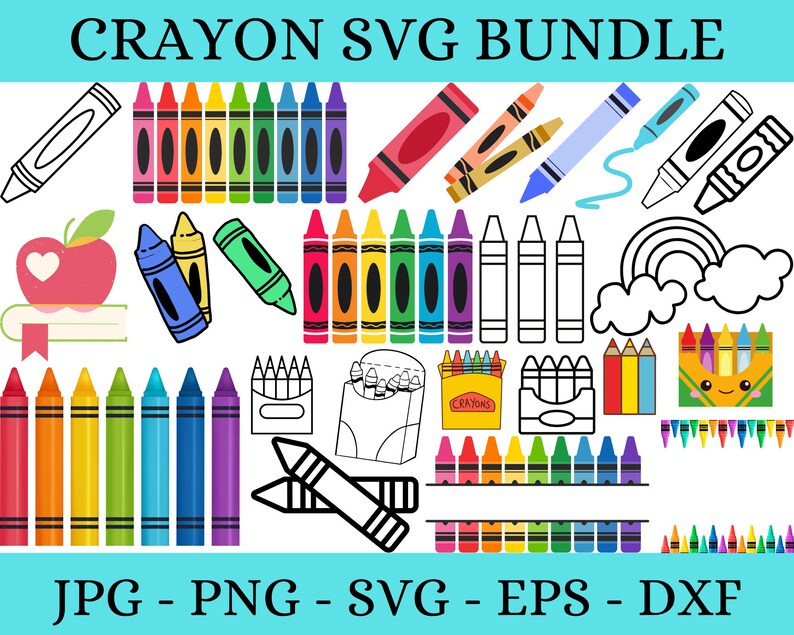 Crayon SVG Bundle - School Svg - Teacher Svg - Commercial Use SVG Eps ...