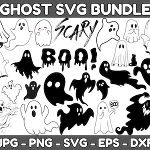 GHOST SVG, Halloween svg, Ghosts svg, Ghost svg bundle, Ghost Clipart, Cute ghost cut files, Halloween ghost Design Clipart Digital Download