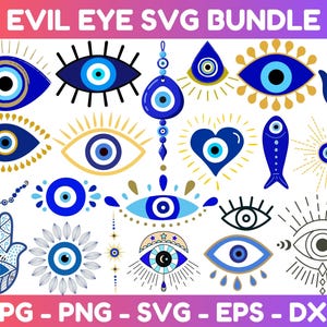 Evil Eye Svg Bundle, High Quality Evil Eye Png, Ojo Turco, Hamsa Svg, Evil Eye Clipart, Instant Download, Svg For Cricut, Cut Files