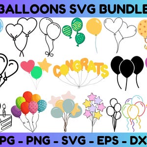 Balloon SVG,Balloon Cut File,Party,Birthday,Event,Balloon Clipart,Cutting File,Balloons ,PNG,Cricut,Silhouette,Instant download