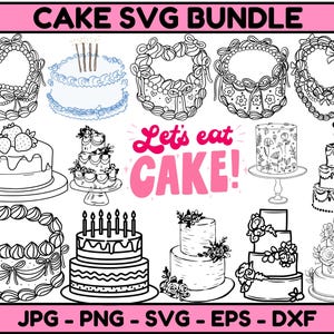 Cake SVG Bundle,Cake Outline svg,Cake Clipart,cake Silhouette,Bakery Svg,Cake PNG Bundle,Muffin Svg,Line Art svg,Instant download