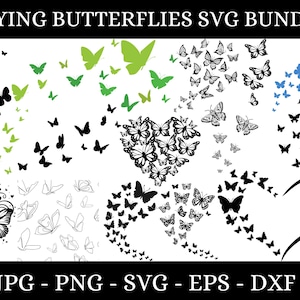 Bundle Svg papillons volants, png papillon, papillon Svg, Svg en couches, mise en page, essaim de papillons svg, couper des fichiers pour Cricut, Silhouette