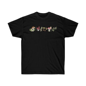 Embroidered Mushroom T-shirt, Cottagecore Shirt, Botanical Nature Shirt, Granola Girl Tee, Wildlife Embroidery Gift, Goblincore Top