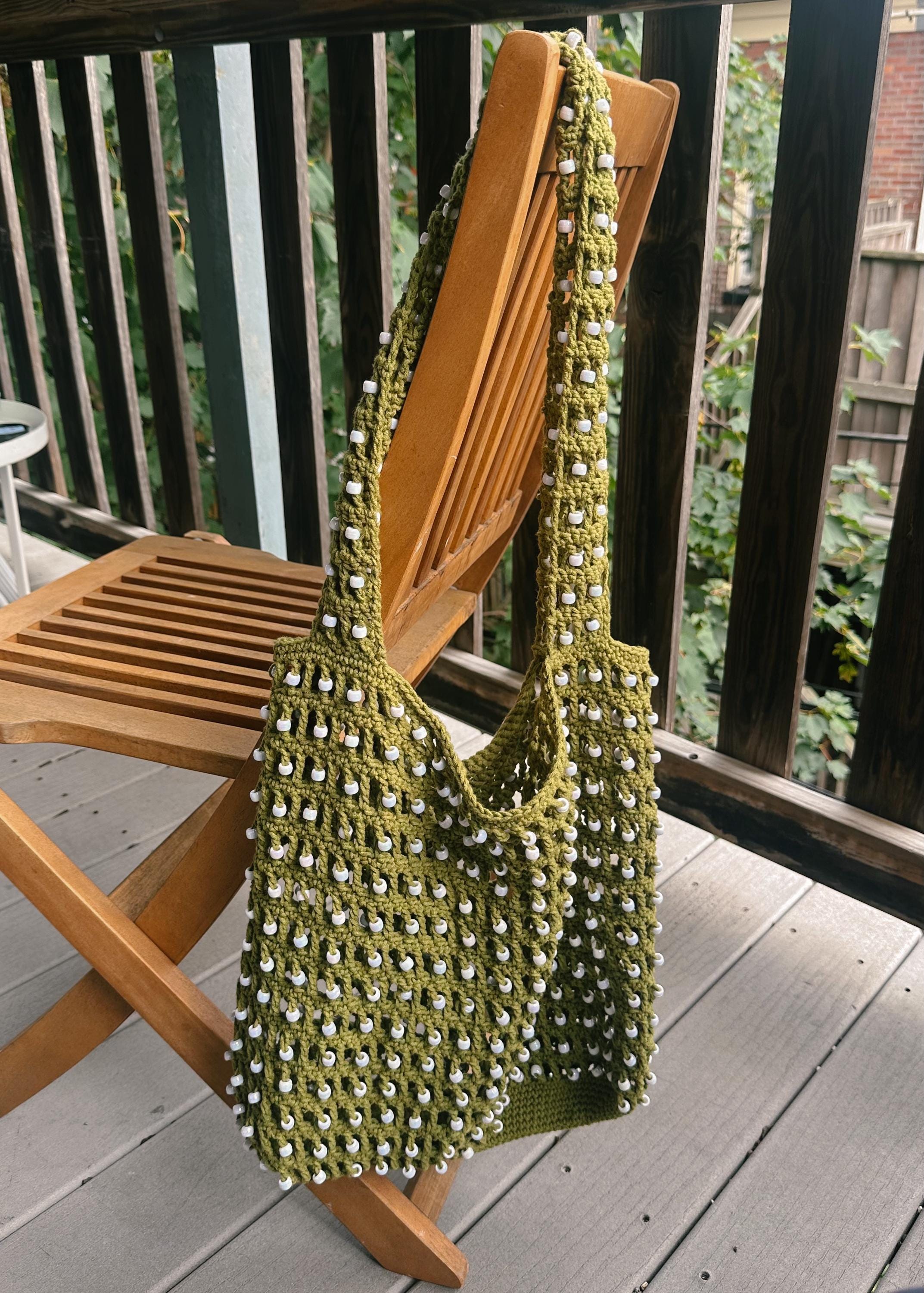 35 Beaded Crochet Patterns to Add Sparkle, Texture, and Giftable Charm 13 Beaded Beach Bag Crochet